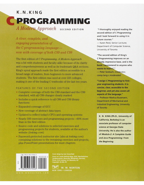 C Programming: A Modern Approach, 2nd Edition by K. N. King Paperback - 9780393979503