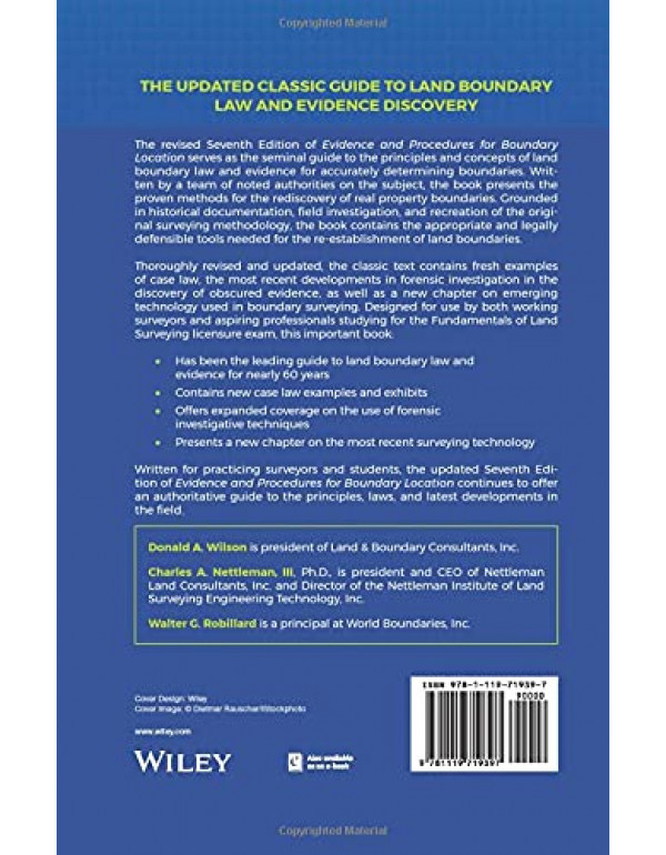 Evidence and Procedure for Boundary Location 7th edition Book by Curtis Brown, Donald A Wilson, and Walter Robillard - Hardcover